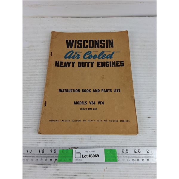 Vintage Wisconsin Air Cooled Heavy Duty Engines Instruction Book & Parts List