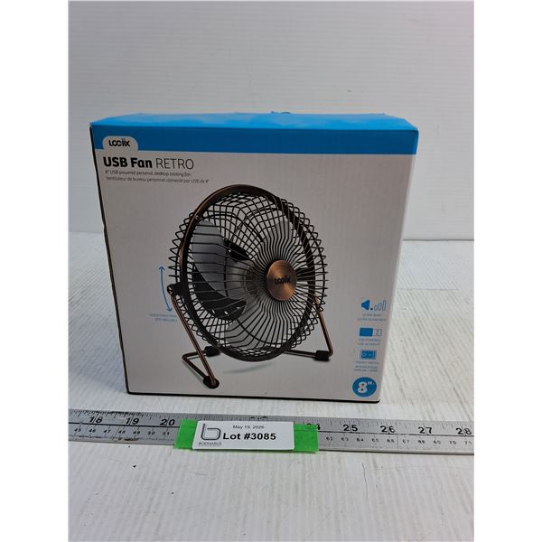 8 Inch Logix Retro USB Fan, In Box