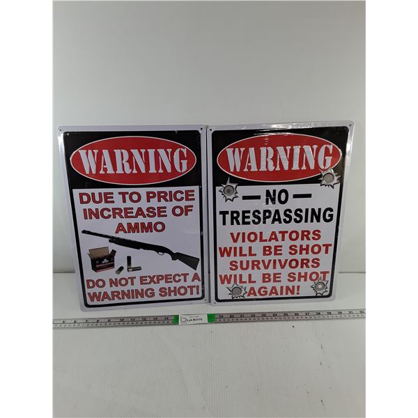 (2) Metal No Trespassing Signs 16.75" x 12"