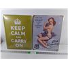 Image 1 : (2) Metal Signs- Club Dancing & Keep Calm and Carry On 16.75" x 12"
