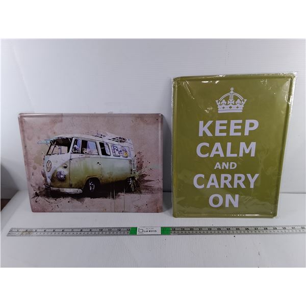 Volkswagen & Keep Calm and Carry On Metal Signs 15.75" x 11.75"