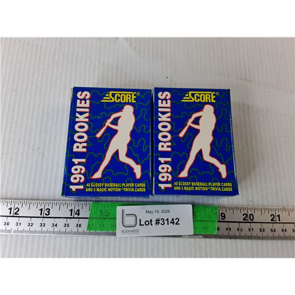 (2) Score 1991 Rookies MLB Card Sets, Appear New- Cannot Authenticate