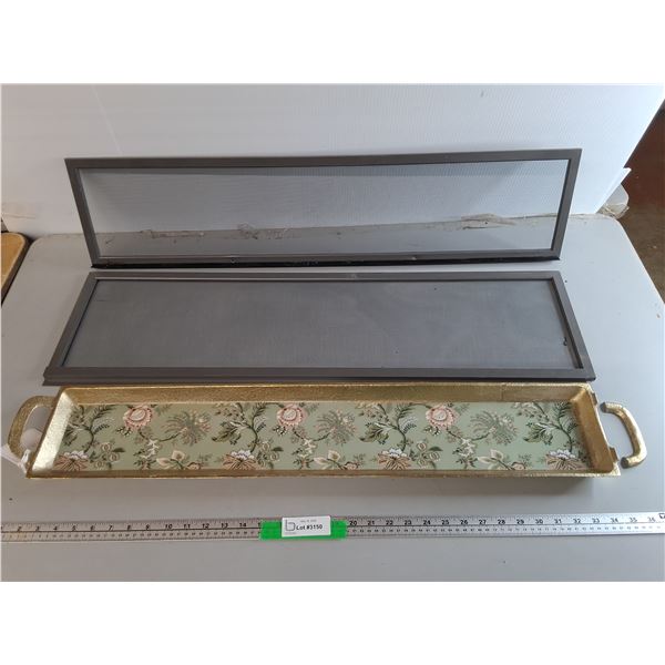 Metal Serving Tray 34" x 6"- Broken Handle & (2) Window Screens Up to 35.75" x 10.25", Cannot Ship