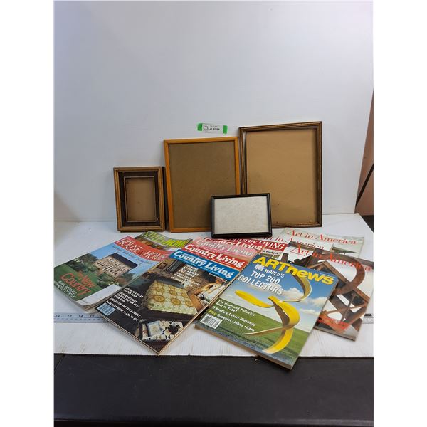(4) Frames-1 no glass, (11) Home Decor Magazines