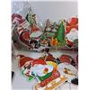 Image 2 : (2) sets of 7 Christmas Gnomes, Plastic Basket, Floral Sprays -PICK UP