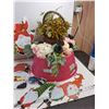Image 3 : (2) sets of 7 Christmas Gnomes, Plastic Basket, Floral Sprays -PICK UP
