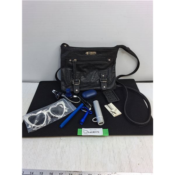 Bag, Glasses, USB charger