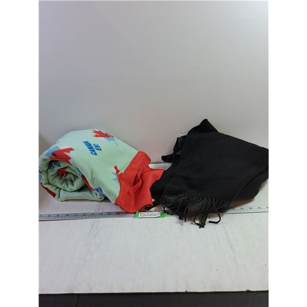 46x58 Throw with Carry Strap, Black One Size Fit All Poncho