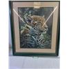 Image 1 : Large Green Frame Leopard Picture - (33x29")