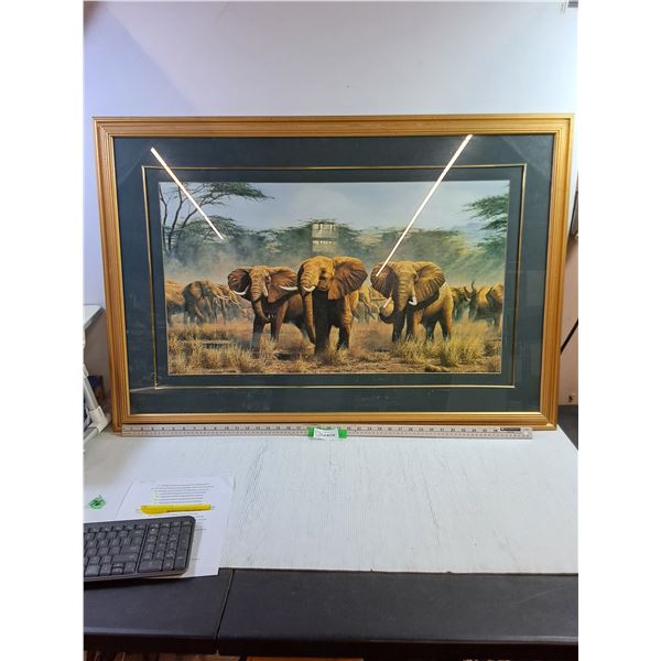 Large Green Framed Elephant Picture (44x30")