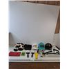 Image 1 : Womans Sandals, (4) Ball Caps, Pencil Case, Calculator, (2) Paintbrushes, Hangers, Misc
