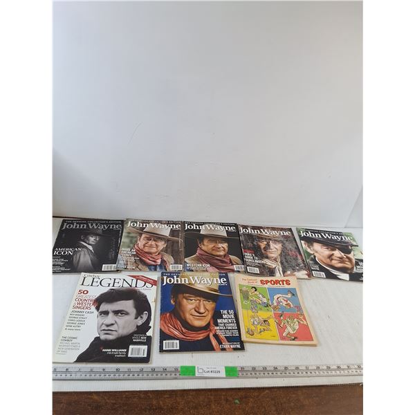 (6) John Wayne Magazines, Cowboy Legends, Carton Book Of Sports ( as is)