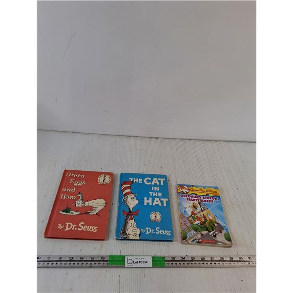 (3) Kids Books: Green Eggs & Ham, The Cat in the Hat, Geronimo Stilton: Secret Agent