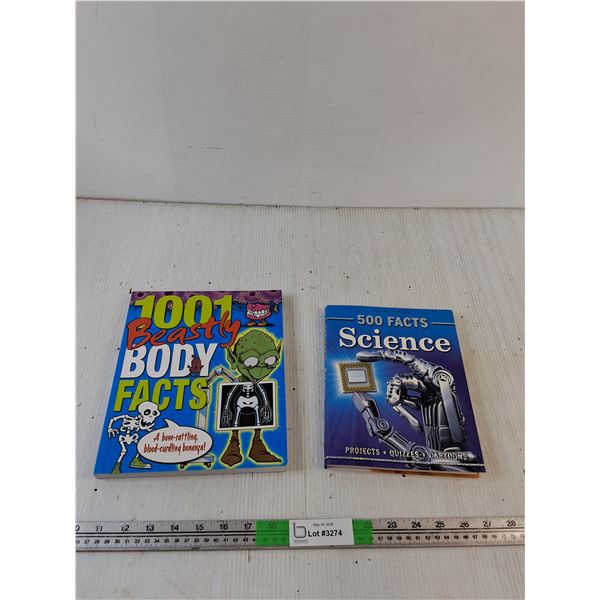(2) Books: 1001 Beasty Body Facts, 500 Facts Science