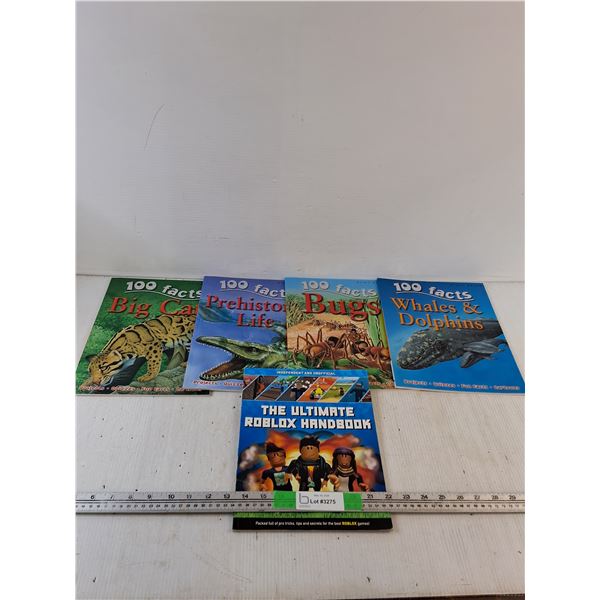 (5) Books: 100 Facts Big Cats, Prehistoric Life, Bugs, Whales & Dolphins, Misc