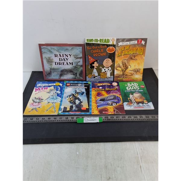 (7) Kids Books: Rainy Day Dream, Stunt Show, Search For The King, The Bad Guys, Misc