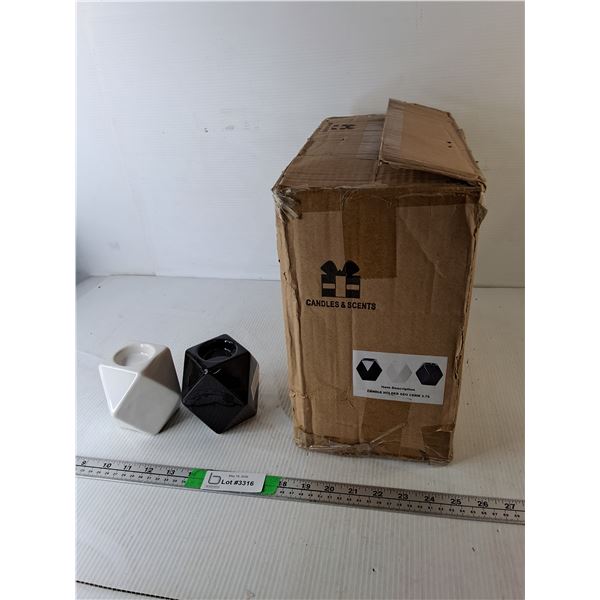 (24) B&W 3.75" Tall Ceramic Tealight Holders- NIB