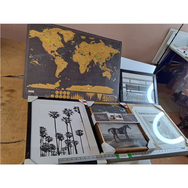 Scratch Off Map, Photo Frames & Framed Art Up to 32.25" x 23.25"- Some Damaged, Cannot Ship