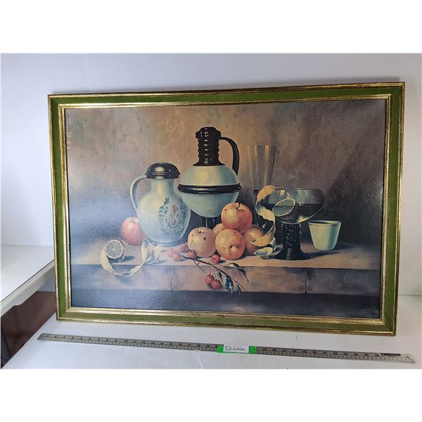 Framed Still Life Fruit Painting 38.25" x 26.5"- Cannot Ship
