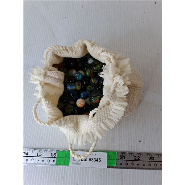 Cloth Bag & Glass Marbles