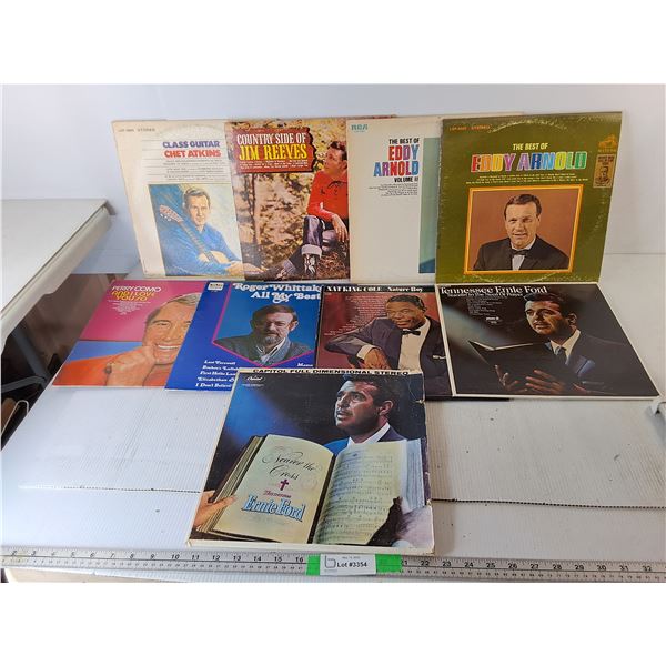(9) Mostly Country Records- Eddy Arnold, Ernie Ford, Nat King Cole, Misc.