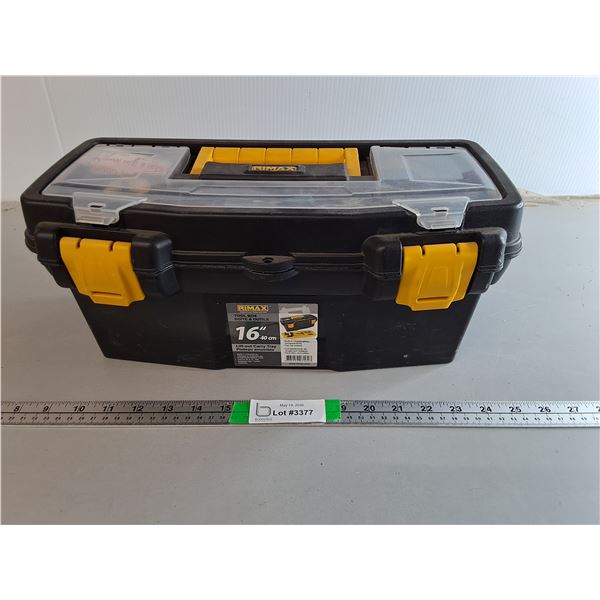 Rimax Plastic Toolbox 16 x 7 x 7", Multi Screwdriver, Wire Brushes, Clamps, Zip Ties, Misc.