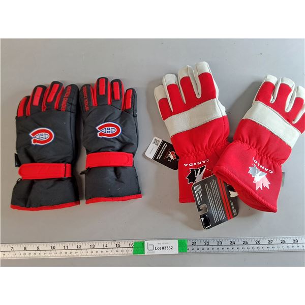 (2) Pairs of Mens Insulated NHL Gloves - L