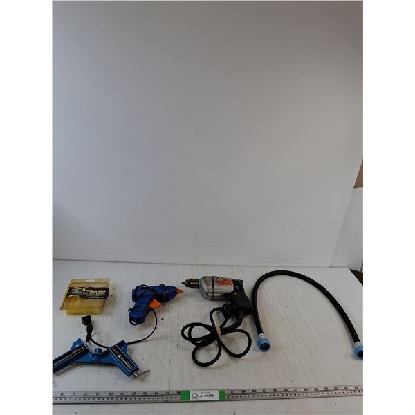 Hot Glue Melt, Hot Glue Gun ( as is), Black & Decker Utility Drill ( as is), Misc