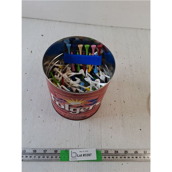 Tin of Wooden Golfing Tees