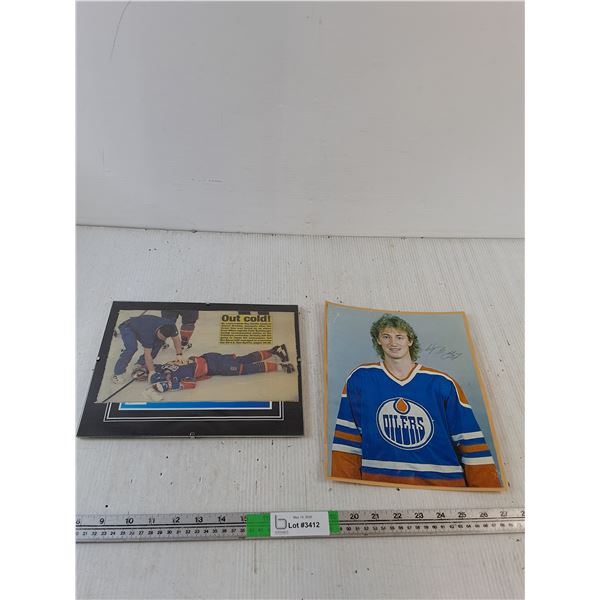 Signed Photo Of Wayne Gretzky, Article About Gretzky Injury ( as is, cannot authenticate)