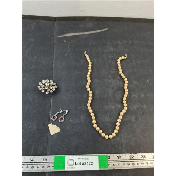 Pin, Earrings, Necklace ( all as is)
