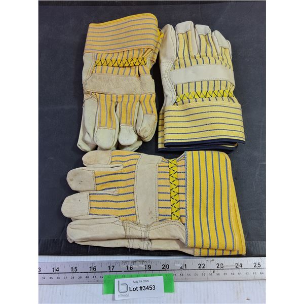(3) Pairs Work Gloves Assorted Sizes Unused