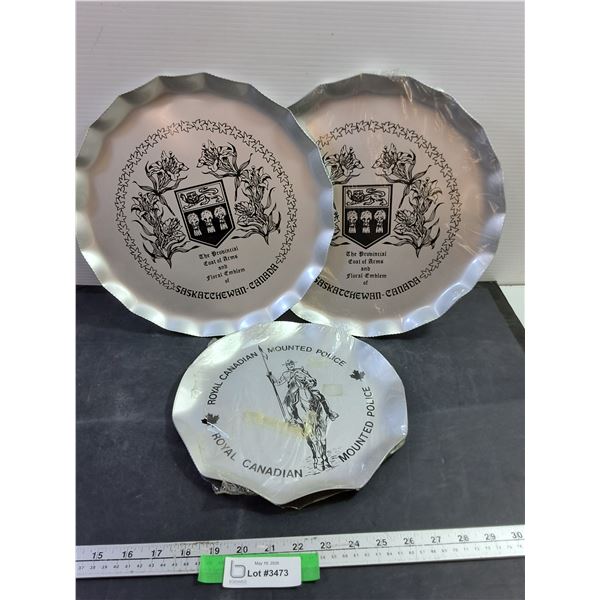 (3) Aluminum Trays - RCMP - Saskatchewan Coat of Arms