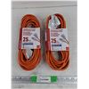 Image 1 : (2) 25' 16 Gauge Light Duty Indoor/Outdoor Extension Cords