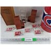 Image 2 : Alberta Springs Whisky Wooden Box, Montreal Canadiens Keychains & Bucket, Grain Elevator Coin Banks
