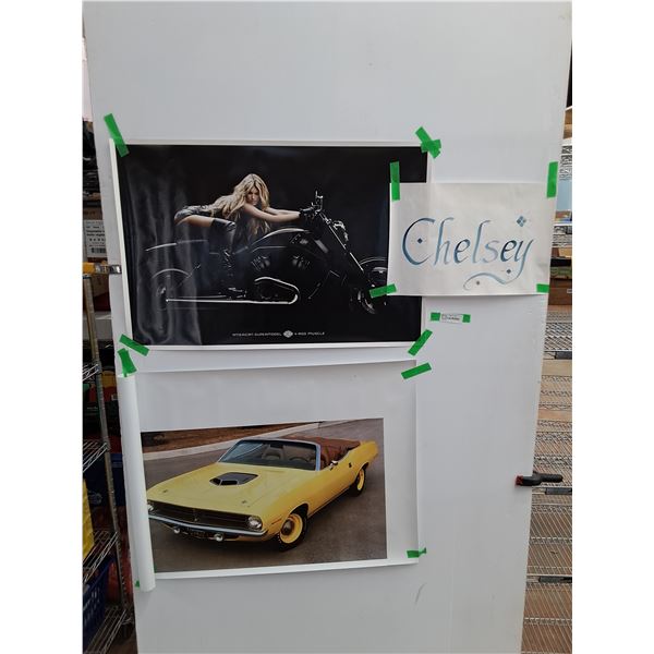 American Supermodel Motorcycle, Muscle Car & Chelsey Posters 33" x 22", 33" x 26", 18" x 12"