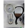 Image 2 : Bulova Quartz Wall Clock, Hand Held Mirror, Spinning Platform, 13" Frying Pan