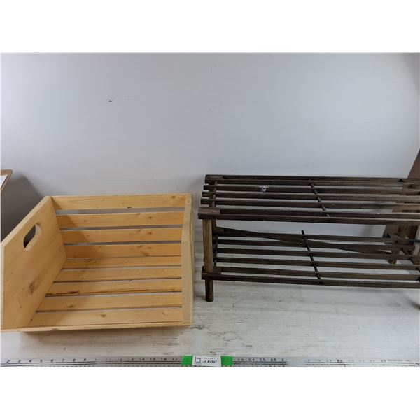 2-Tier Shoe Rack 25"  x 10" x 12", Wooden Bin-Cannot Ship