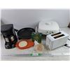 Image 1 : 12" Frying Pan, Sunbeam Coffee Machine, Toastmaster Toasters - Powers On, As Is, Funnels, Misc