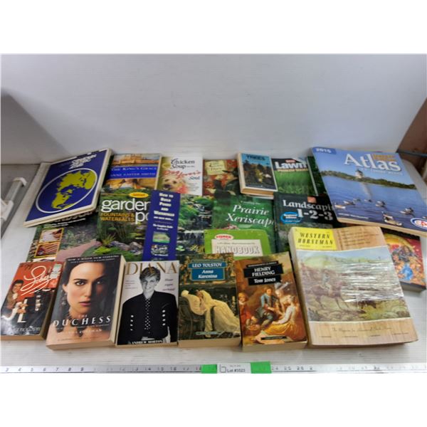 Assorted Books - The Kings Grace, North American Atlas, Leo Tolstoy, Landscaping, Misc