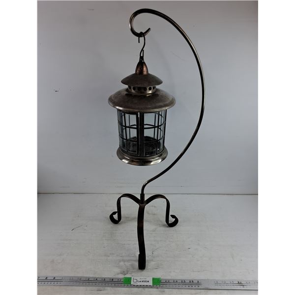 *Vintage Lantern on a Curved Stand 30", PICKUP ONLY