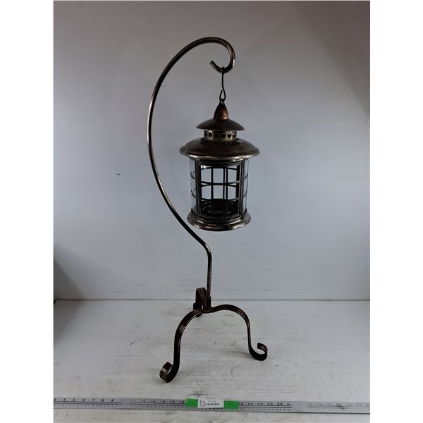 *Vintage Lantern on a Curved Stand 34", PICKUP ONLY