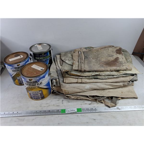 *(3) Cloverdale Acrylic Paints & Painters Tarps - PICKUP ONLY