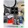 Image 3 : Shielded Audio Cables, AM/FM Clock Radio, Fram Oil Filter, Flashlight, Misc