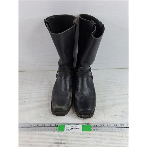 Leather Motorcycle Boots - Size 10