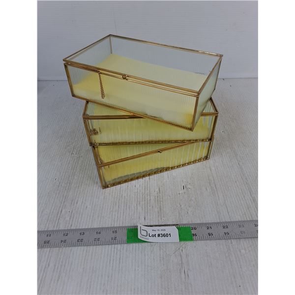 (3) Glass Display Cases With Foam Padding 9 x 5.5 x 2.5"