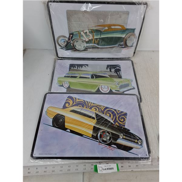 (3) Car Wall Art 16.5 x 10.75" - Metal