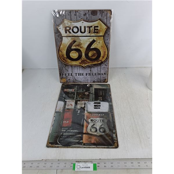 (2) Route 66 Wall Art 11.75 x 15.75" - Metal, Sealed