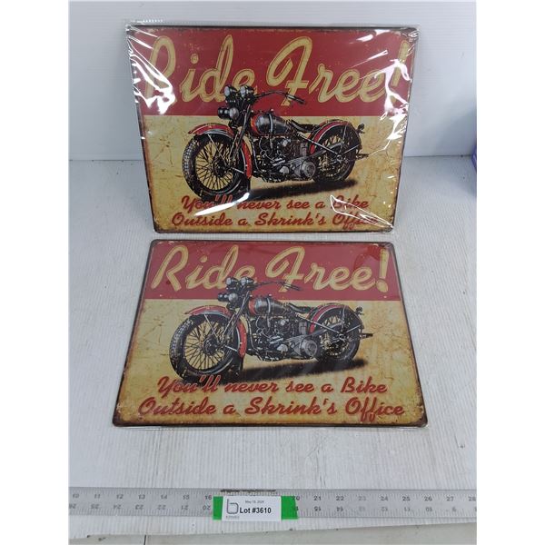 (2) Novelty Motorbike Wall Art 15.75 x 11.75" - Metal