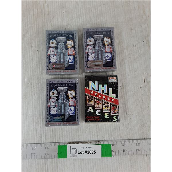 (3) NHL Heritage Jersey Collection, Hockey Aces Playing Cards, Sealed